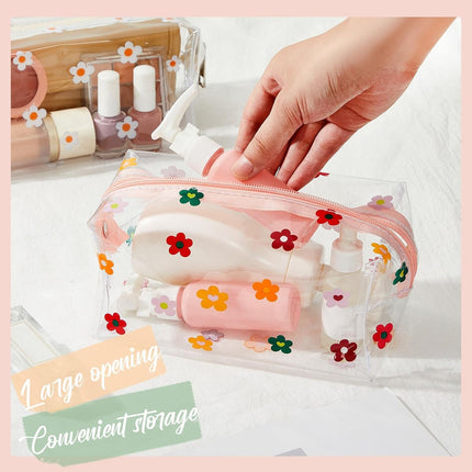 Amylove 2 Pack Cute Flower Makeup Bags Daisy Zipper Pouches Floral Pencil Pouch Portable Toiletry Pouches for Women Travel Vacation Bathroom School Organizing(Daisy).