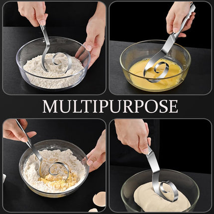 Seamless Danish Dough Whisk -10" Stainless Steel Dutch Bread Dough Whisk Tool for Sourdough Bread Baking, Whisking, Pizza, Pastry, Cake Batter, Biscuits,Dishwasher Safe.