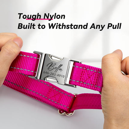 Personalized Tactical Dog Collar with Control Handle, Custom Name & Phone, Neoprene-Padded Lining, Reflective Strips, Heavy-Duty Thick Nylon, Metal Buckle, for Medium Large Dogs.