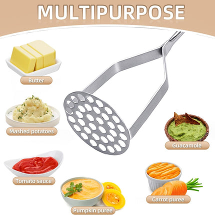 Potato Masher Stainless Steel,Mashed Potatoes Masher Kitchen Tool, Handle Potato Smasher for Potatoes,Avocado, Vegetables, Meat,12Inch Heavy Duty Metal Mashing Utensil, Dishwasher Safe.