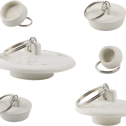 6 Pieces Drain Stopper, Rubber Kitchen Sink Drain, Sink Stopper Drain Plug with Pull Ring for Kitchen, Bathtub, Bathroom and Laundry Sink in 6 Different Sizes, White.