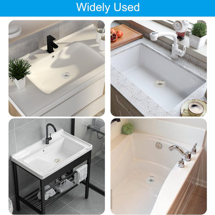 6 Pieces Drain Stopper, Rubber Kitchen Sink Drain, Sink Stopper Drain Plug with Pull Ring for Kitchen, Bathtub, Bathroom and Laundry Sink in 6 Different Sizes, White.