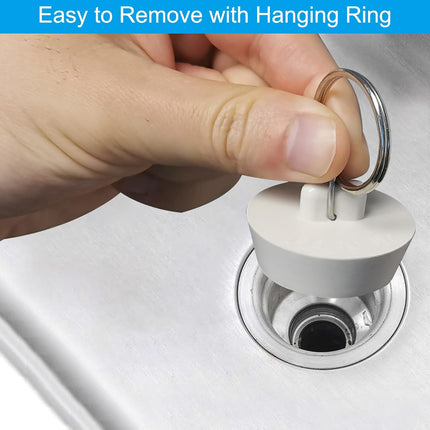 6 Pieces Drain Stopper, Rubber Kitchen Sink Drain, Sink Stopper Drain Plug with Pull Ring for Kitchen, Bathtub, Bathroom and Laundry Sink in 6 Different Sizes, White.
