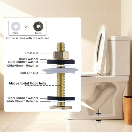 Extra Thick Toilet Wax Ring Replacement Kit, Universal Toilet Seal Ring with Brass Toilet Floor Bolts and Retainer Washers, PE Flange Fits 3 Inch and 4 Inch Drain Pipes.