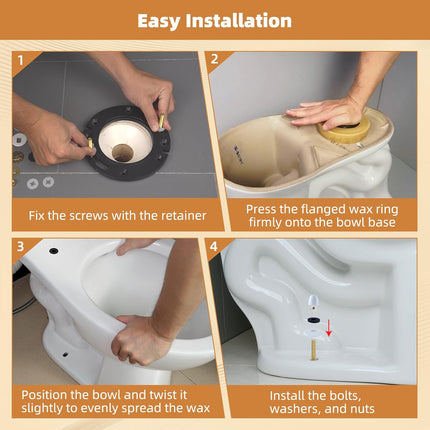Extra Thick Toilet Wax Ring Replacement Kit, Universal Toilet Seal Ring with Brass Toilet Floor Bolts and Retainer Washers, PE Flange Fits 3 Inch and 4 Inch Drain Pipes.