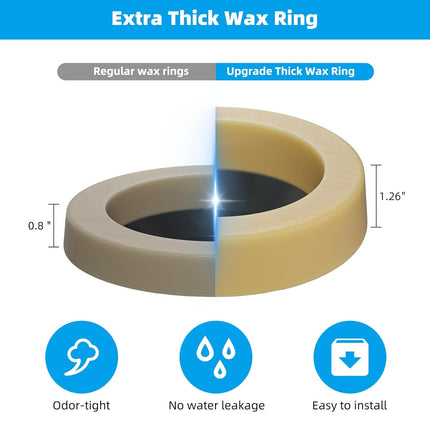 2 Pack Toilet Wax Ring, Thick Toilet Bowl Wax Ring Gasket for Toilet Bowl, Polyethylene Flange- Gas, Odor and Watertight Seal, Fits 3-inch and 4-inch Waste Line.