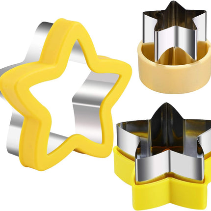 Stainless Steel Star Cookie Cutters, Mini to Large Sizes, Five-pointed Star & Vegetable Shapes Set for Kids.