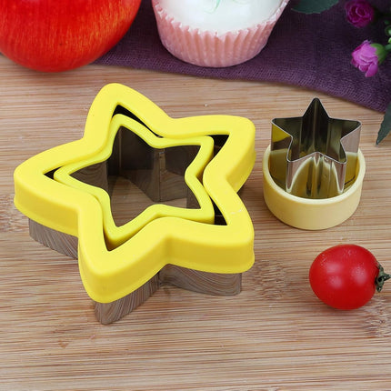 Stainless Steel Star Cookie Cutters, Mini to Large Sizes, Five-pointed Star & Vegetable Shapes Set for Kids.