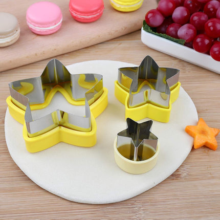 Stainless Steel Star Cookie Cutters, Mini to Large Sizes, Five-pointed Star & Vegetable Shapes Set for Kids.