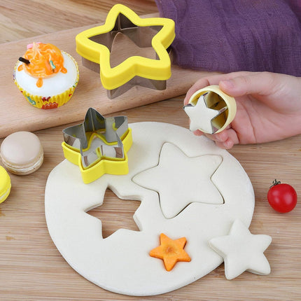 Stainless Steel Star Cookie Cutters, Mini to Large Sizes, Five-pointed Star & Vegetable Shapes Set for Kids.