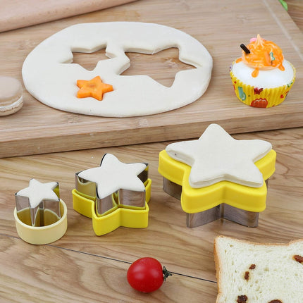 Stainless Steel Star Cookie Cutters, Mini to Large Sizes, Five-pointed Star & Vegetable Shapes Set for Kids.