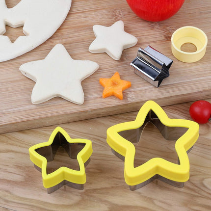 Stainless Steel Star Cookie Cutters, Mini to Large Sizes, Five-pointed Star & Vegetable Shapes Set for Kids.