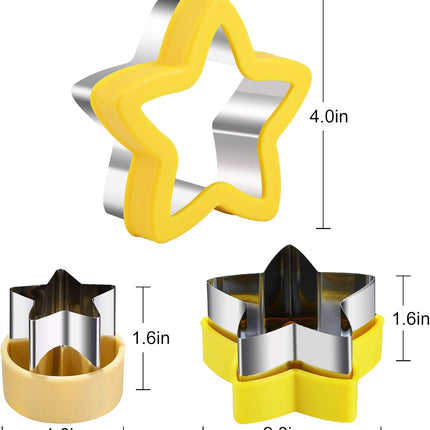 Stainless Steel Star Cookie Cutters, Mini to Large Sizes, Five-pointed Star & Vegetable Shapes Set for Kids.