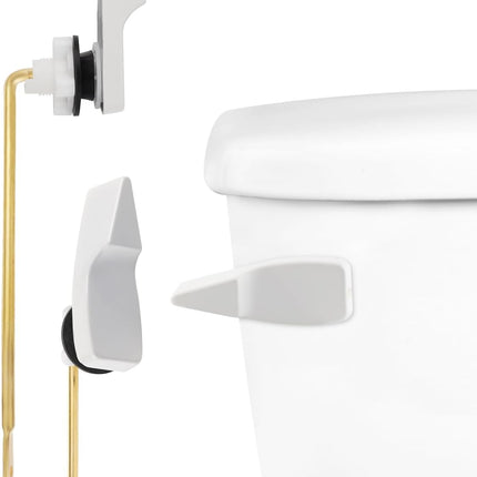 Toilet Handle Replacement, Front Mount Tank Flush Lever Handle Compatible with American Standard, Toilet Trip Lever with Stainless Steel Flapper Chains, White.