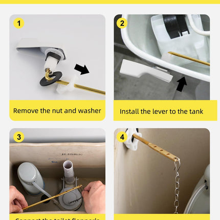 Toilet Handle Replacement, Front Mount Tank Flush Lever Handle Compatible with American Standard, Toilet Trip Lever with Stainless Steel Flapper Chains, White.