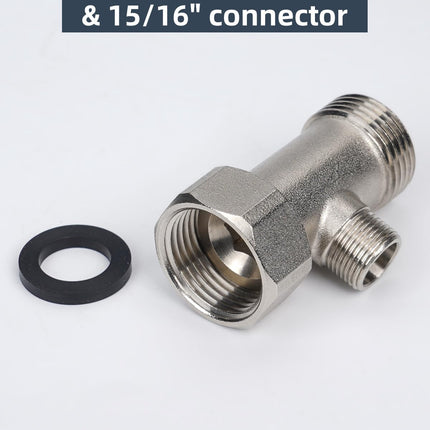 Bidet T Adapter, Metal T Valve for Bidet(7/8” x 7/8” x 3/8”) or (15/16" x 15/16" x 9/16"), 3 Way Tee Connector Bidet Attachment for Toilet.
