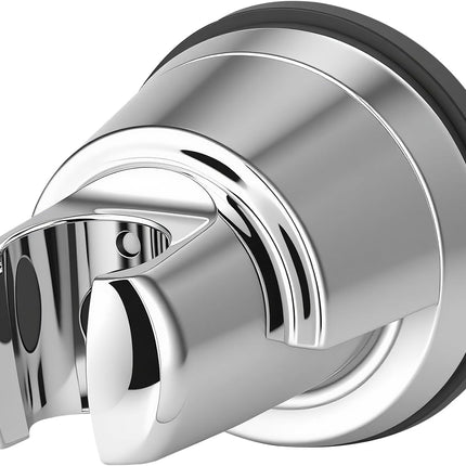 Vacuum Suction Cup Shower Head Holder, Removable Shower Wand Bracket, Adjustable Height & Wall Mount ABS Plastic Suction Holder for Handheld Shower Head, Chrome Finish.