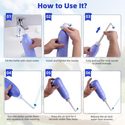 Portable Bidet Sprayer and Travel Bidet with Hand Held Bidet Bottle for Personal Cleansing Use Extended Nozzle - Personal Hygiene Care Toilet Bidet Shower/Bathroom Bidet Spray -21.8oz(620ml).