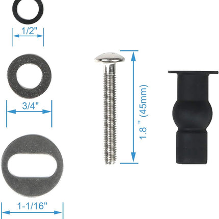 6 Pack Universal Toilet Seat Hinges Screw, Blind Hole fixings Expanding Rubber Top Fix Nuts Screws for Top Mounting Toilet Seat Hinges-3 Pairs (with One Expandable Ball).