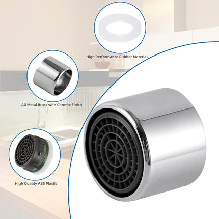 4 Pack Faucet Aerator, Kitchen Sink Aerator Shell with Built-in Filter, 55/64 Female Thread Bathroom Faucet Filter, Splash-Proof, Chrome Finish.