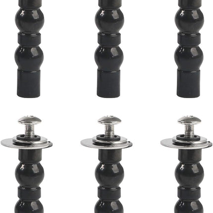 6 Pack Universal Toilet Seat Hinges Screw - Blind Hole Fixings Expanding Rubber Top Fix Nuts for Top Mounting - 3 Pairs With Two Expandable Ball.