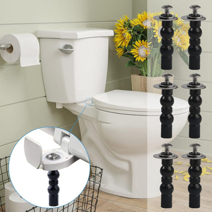 6 Pack Universal Toilet Seat Hinges Screw - Blind Hole Fixings Expanding Rubber Top Fix Nuts for Top Mounting - 3 Pairs With Two Expandable Ball.