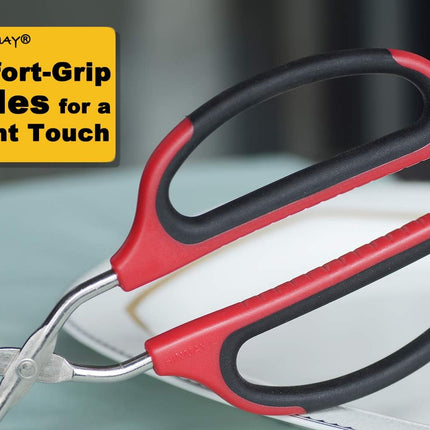Stainless Steel Scissor Tongs 10-Inch and 12-Inch Set, Set of 2.