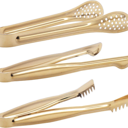 Gold Plated Mini Serving Tongs Set 6-Inch Appetizers Tongs Stainless Steel Small Sugar Cube Tongs Ice Tongs, Set of 6.
