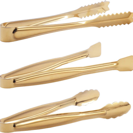 Gold Plated Mini Serving Tongs Set 6-Inch Appetizers Tongs Stainless Steel Small Sugar Cube Tongs Ice Tongs, Set of 6.