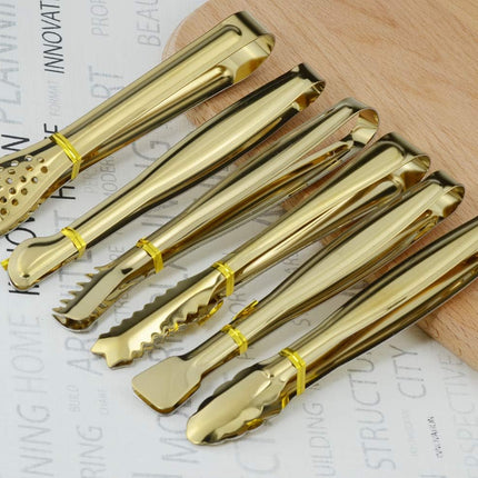 Gold Plated Mini Serving Tongs Set 6-Inch Appetizers Tongs Stainless Steel Small Sugar Cube Tongs Ice Tongs, Set of 6.