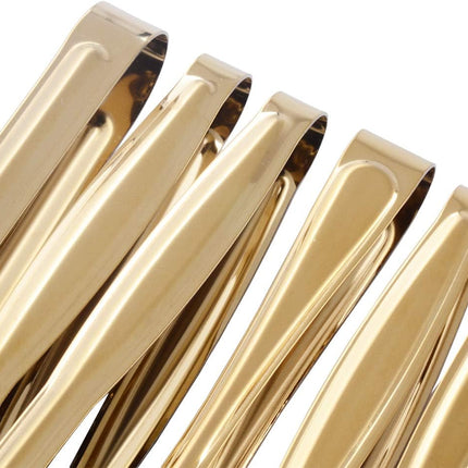 Gold Plated Mini Serving Tongs Set 6-Inch Appetizers Tongs Stainless Steel Small Sugar Cube Tongs Ice Tongs, Set of 6.