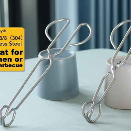 Stainless Steel Kitchen Scissor Tongs Set, 2-Piece (10/13 Inch) for Cooking, Grilling, Serving, and Barbecue.