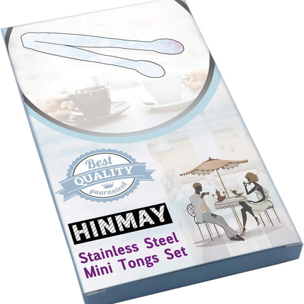 5" Mini Serving Tongs Set, Tiny Stainless Steel Small Tongs for Appetizers, Tea Party, Coffee Bar, Desserts, Set of 4.