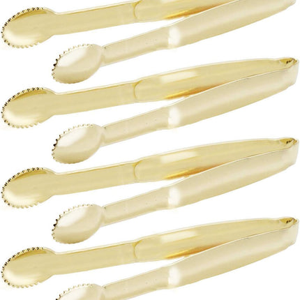 5.75" Mini Appetizer Tongs Set, Tiny Stainless Steel Small Tongs for Serving, Tea Party, Coffee Bar, Desserts, Set of 4 (Gold).