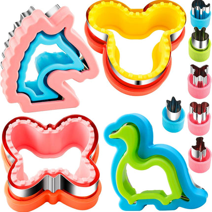 Sandwich Cutter and Sealer for Kids 10PCS Large Bread Sandwich Decruster Pancake Maker Cookies Fruits Vegetables Shaped Cutters for Lunch Bento Box Dinosuar Mickey Butterfly Unicorn Heart Star flower.