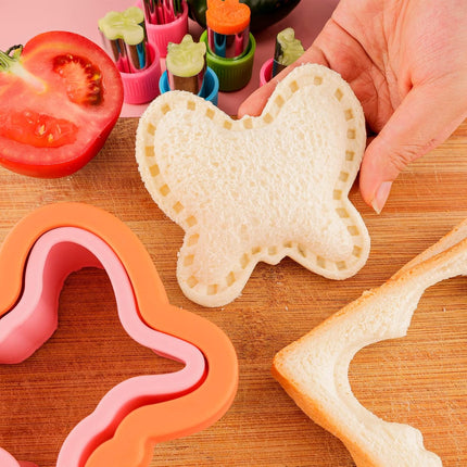 Sandwich Cutter and Sealer for Kids 10PCS Large Bread Sandwich Decruster Pancake Maker Cookies Fruits Vegetables Shaped Cutters for Lunch Bento Box Dinosuar Mickey Butterfly Unicorn Heart Star flower.