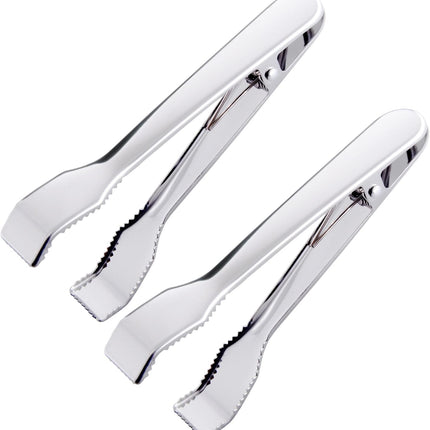 Ice Tongs for Ice Bucket 6-3/4 Inch - Set of 2 - Premium 18/8 Stainless Steel Ice Tongs with Teeth for Ice Sugar Cubes Tea Party Coffee Bar Food Serving.