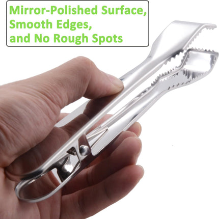 Ice Tongs for Ice Bucket 6-3/4 Inch - Set of 2 - Premium 18/8 Stainless Steel Ice Tongs with Teeth for Ice Sugar Cubes Tea Party Coffee Bar Food Serving.