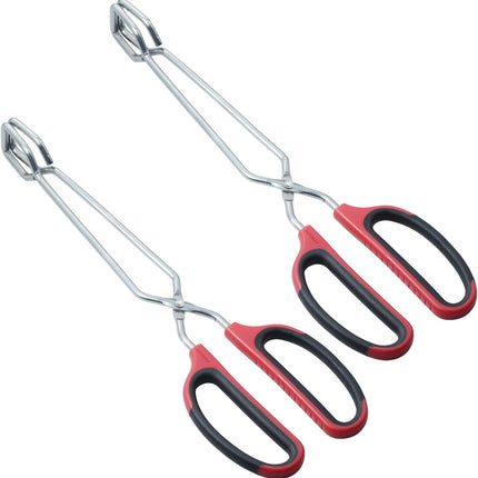 Stainless Steel Scissor Tongs with Comfort-Grip Handle 12-Inch, Set of 2.