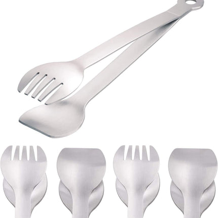 Small Serving Tongs 6-Inch Stainless Steel Mini Appetizer Tongs, Set of 4 (Brushed).