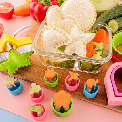 Sandwich Cutter and Sealer for Kids 4pcs Large Bread Decruster Sandwiches Cruster Maker Vegetable Fruit Cookies Food Cutter Shapes Set for Boys Girls Lunch Bento Box Unicorn Star Heart Round.