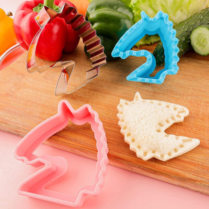 Sandwich Cutter and Sealer for Kids 4pcs Large Bread Decruster Sandwiches Cruster Maker Vegetable Fruit Cookies Food Cutter Shapes Set for Boys Girls Lunch Bento Box Unicorn Star Heart Round.