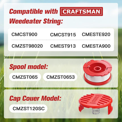 8 Pack CMZST0653 Weed Eater String Compatible With Craftsman Weed Wacker, 0.065" 30Ft String Trimmer Line, Auto Feed Weed String Line Fit For Craftsman CMZST900, CMZSTA900, CMESTE920,CMZST98020 series.