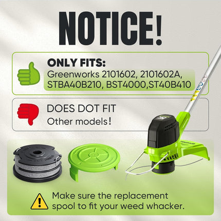 7 Pack Weed Wacker String for Greenworks Weed Eater, 0.065" 18ft Dual String Trimmer Replacement String Spool(2900719) with Spool Cap Cover(6 Spools+1 Cap).