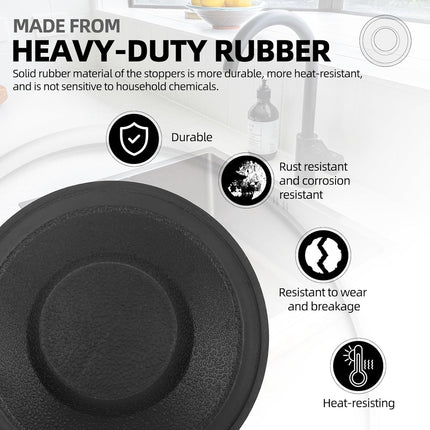 (2 Pack) Exact Replacement for InSinkErator STP-PL/STPPL Black Rubber Sink Stopper for Garbage Disposal – Compatible with Standard 3-1/2" Drains from Kohler, Waste King, Whirlpool, and More.