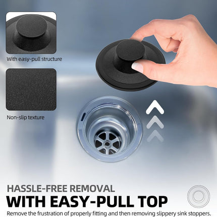 (2 Pack) Exact Replacement for InSinkErator STP-PL/STPPL Black Rubber Sink Stopper for Garbage Disposal – Compatible with Standard 3-1/2" Drains from Kohler, Waste King, Whirlpool, and More.
