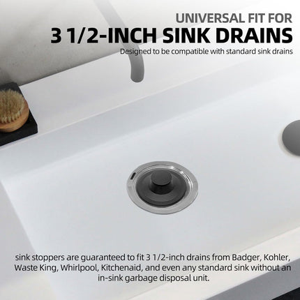 (2 Pack) Exact Replacement for InSinkErator STP-PL/STPPL Black Rubber Sink Stopper for Garbage Disposal – Compatible with Standard 3-1/2" Drains from Kohler, Waste King, Whirlpool, and More.
