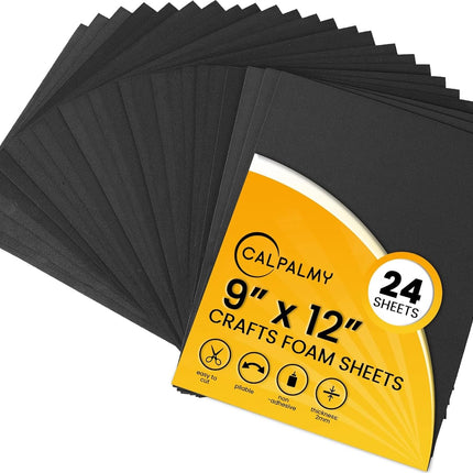 24 Ct Sheets Black EVA Cosplay Foam in 9” x 12’’ Sheets; High Density Thick Foam 85 kg/m³, 2mm (1/12”); Great for Costumes, Props, Armor, Masks, Arts and Crafts Projects.