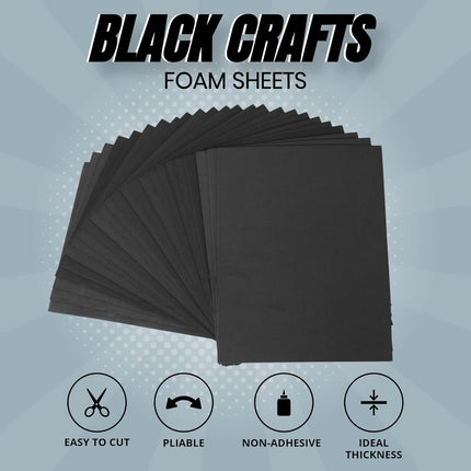 24 Ct Sheets Black EVA Cosplay Foam in 9” x 12’’ Sheets; High Density Thick Foam 85 kg/m³, 2mm (1/12”); Great for Costumes, Props, Armor, Masks, Arts and Crafts Projects.