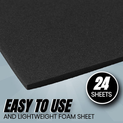 24 Ct Sheets Black EVA Cosplay Foam in 9” x 12’’ Sheets; High Density Thick Foam 85 kg/m³, 2mm (1/12”); Great for Costumes, Props, Armor, Masks, Arts and Crafts Projects.